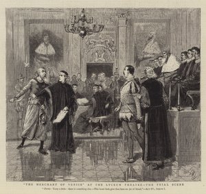 Le Marchand de Venise au Lyceum Theatre, la scène du procès